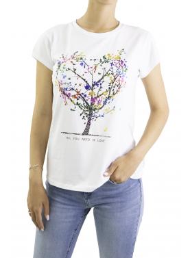 t shirt con stampa albero 
